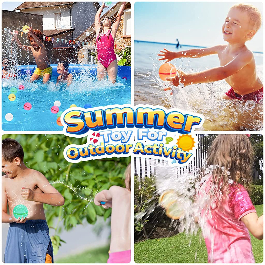 PATPAT Water Balloons for Kids,4Pcs Refillable Splashing Water Toys for Kids Bath Swimming Pool Beach Game Balls Toy, Self Sealing & Refillable Silicone Water Balloons for Outdoor Summer Activities PATPAT Water Balloons for Kids,4Pcs Refillable Splashing Water Toys for Kids Bath Swimming Pool Beach Game Balls Toy, Self Sealing & Refillable Silicone Water Balloons for Outdoor Summer Activities